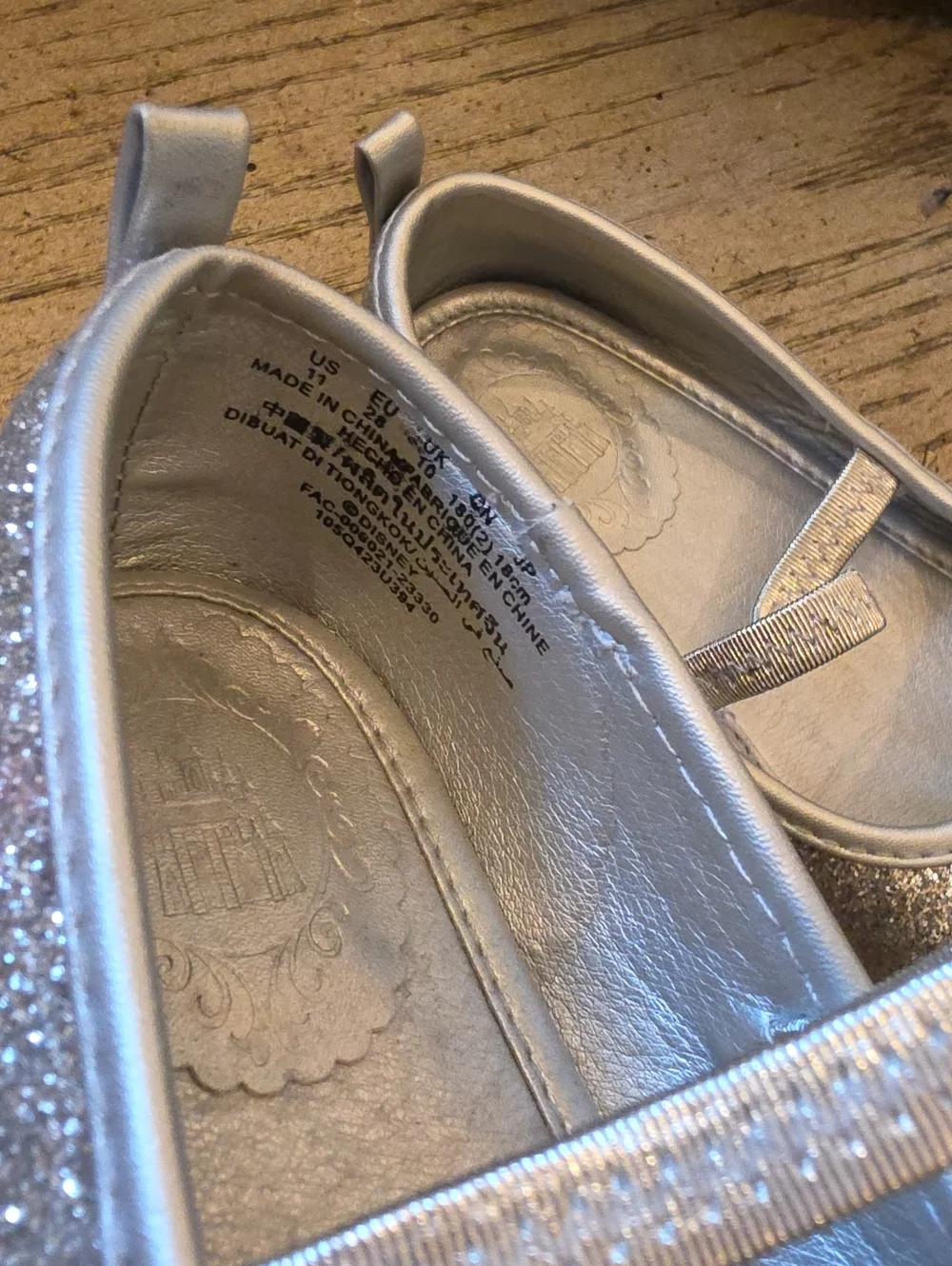 Disney Silver Glitter Mary Jane Flats Size 11 - Kids Shoes